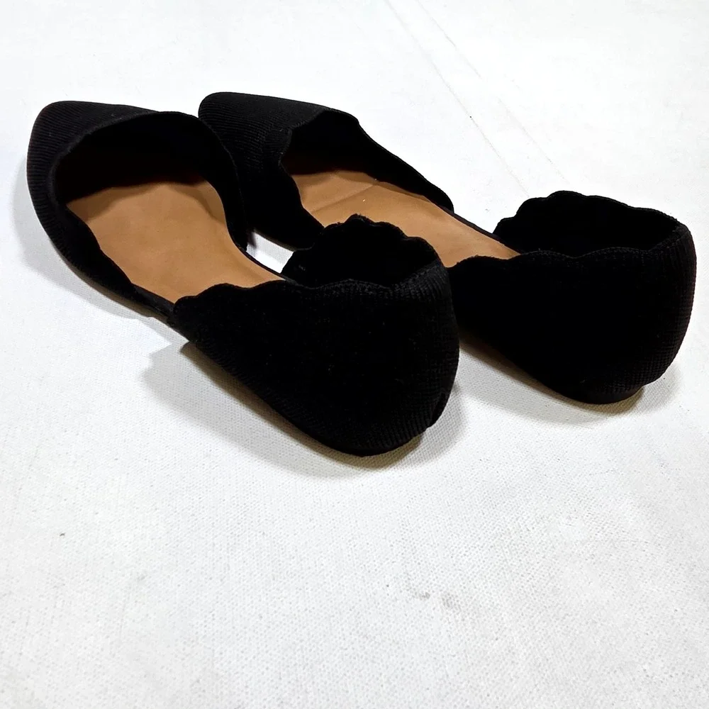 Seychelles D'Orsay Flats Womens 10 Black Scalloped Pointed Toe Knit Memory Foam